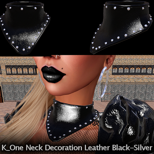 K_One's  Neck Decoration LEATHER BLACK/Silver