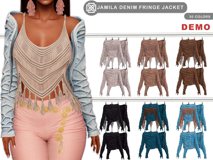 Addams - Jamila Denim Fringe Jacket #DEMO