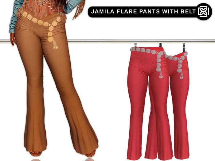 Addams - Jamila Flare Pants with Belt #06