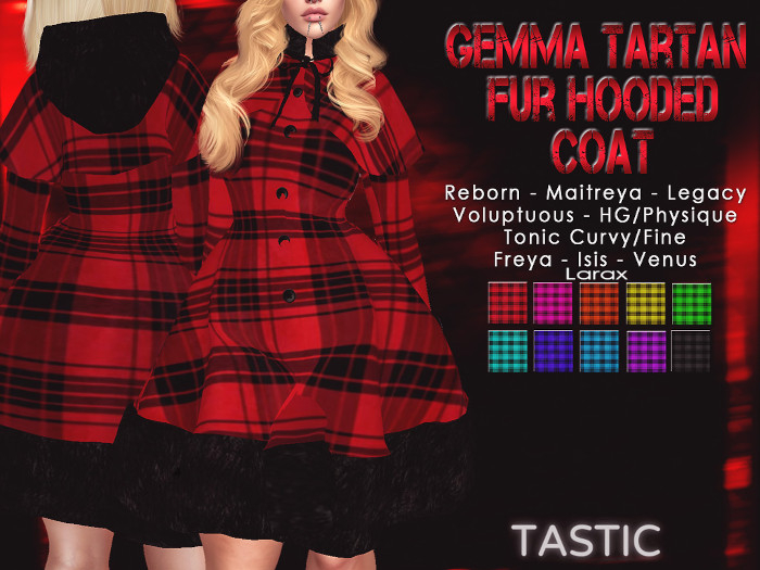 Tastic-Gemma Tartan Fur Hooded Coat Larax Updated!