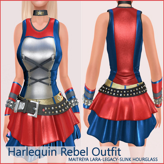 Harlequin Rebel Cosplay Costume Complete Outfit-Maitreya Lara-Legacy-Slink Hourglass