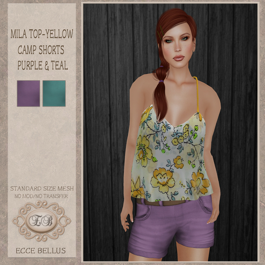 .:Ecce Bellus:. Mila Top Yellow & Camp shorts *FITS MESH BODIES*