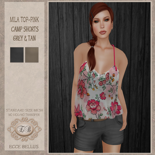 .:Ecce Bellus:. Mila Top Pink & Camp shorts *FITS MESH BODIES*