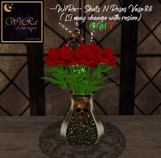 ~WiRa~ Skulls N Roses Vase (BOX)