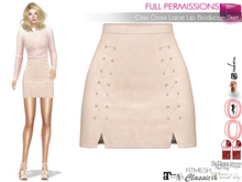 Full Perm Criss Cross Lace Up Bodycon Suede Mini Skirt Slink Voluptuous Maitreya 5.3 LaraX Belleza Ebody Reborn Legacy