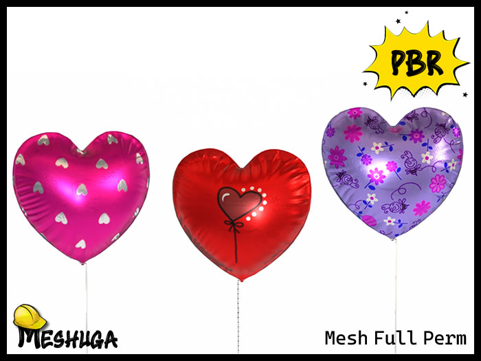 Meshuga PBR Valentine's Balloons FULL PERM MESH