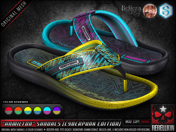 = REBELLION = "HAMILTON" SANDALS - CYBERPUNK EDITION - DEMO
