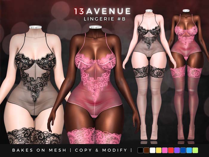 Lingerie #B Bakes On Mesh BOM - 10 COLORS FATPACK - TINTABLE