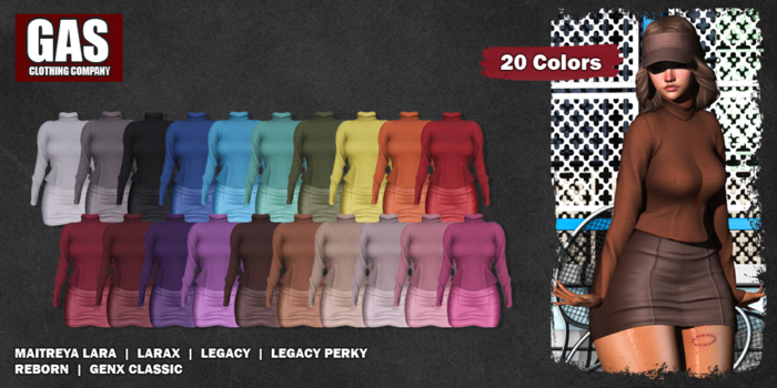 GAS [Sweater + Skirt Set Daisy - 20 Colors w/HUD FATPACK] Demo