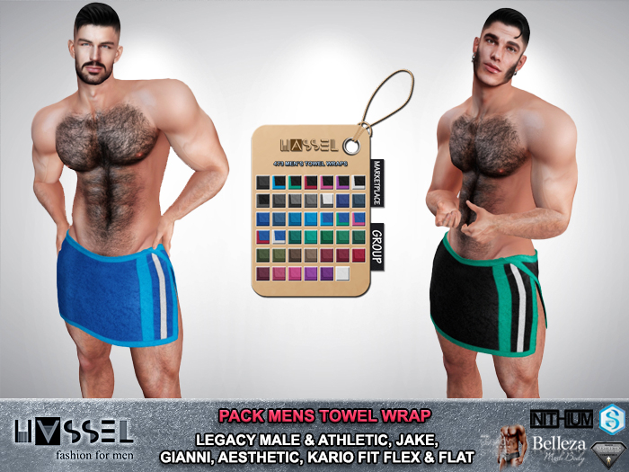 (HASSEL) PACK MENS TOWEL WRAP LEGACY MALE & ATHLETIC, JAKE, GIANNI, AESTHETIC, KARIO FIT FLEX & FLAT SPA WRAPS 473