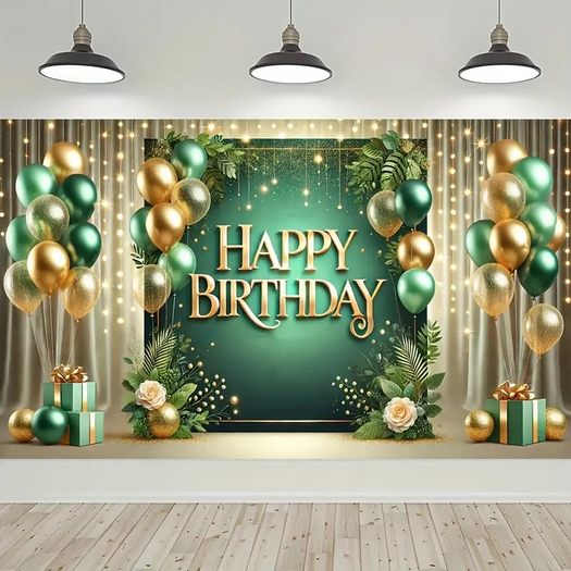 BIRTHDAY GREEN GOLD BALLOONS TEXTURE