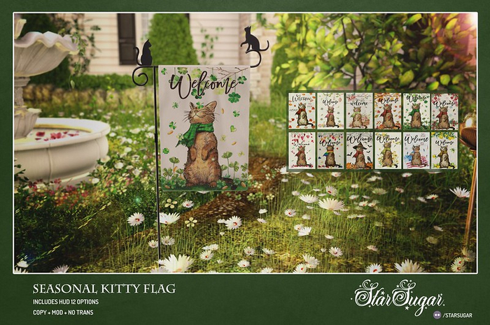 Seasonal Kitty Flag