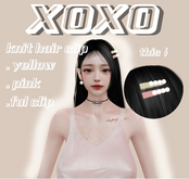 [XOXO] Hair clip pink+yellow & white fur