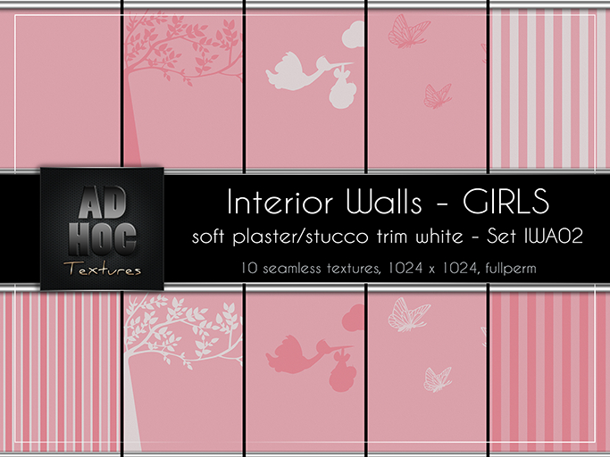 AD HOC - GIRLS - Interior Walls - Set IWA02 - (soft plaster, stucco trim)