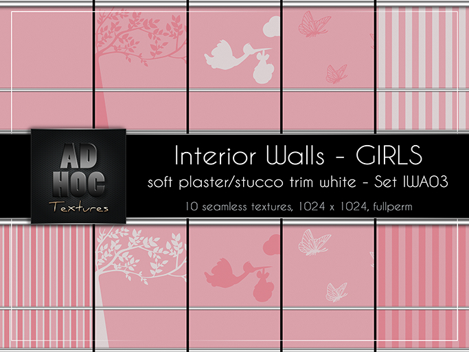 AD HOC - GIRLS - Interior Walls - Set IWA03 - (soft plaster, stucco trim)