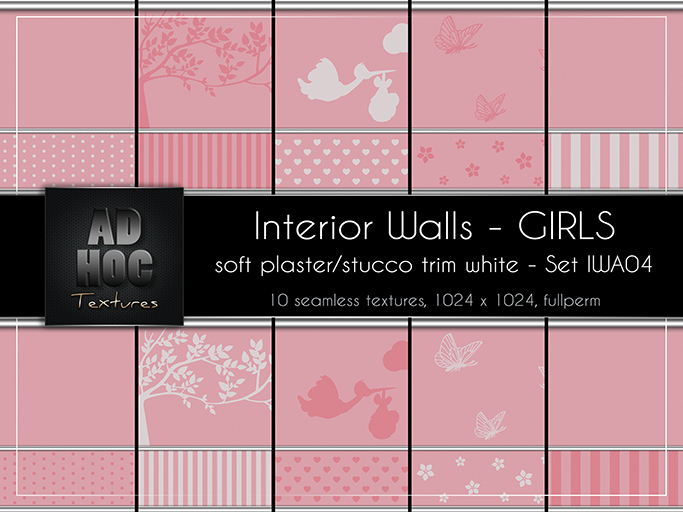 AD HOC - GIRLS - Interior Walls - Set IWA04 - (soft plaster, stucco trim)