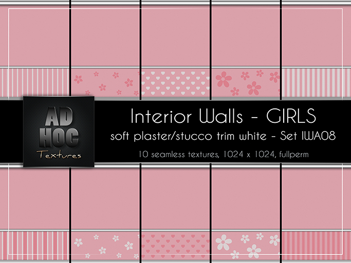 AD HOC - GIRLS - Interior Walls - Set IWA08 - (soft plaster, stucco trim)