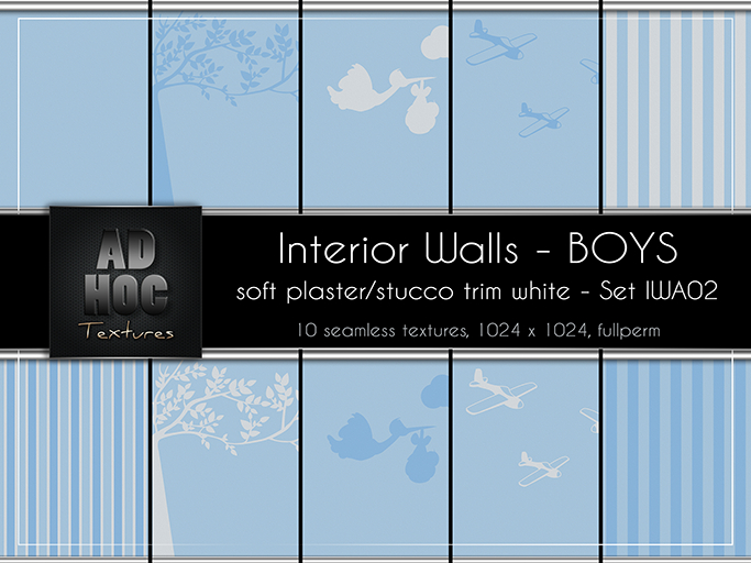 AD HOC - BOYS - Interior Walls - Set IWA02 - (soft plaster, stucco trim)