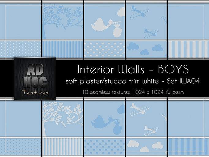AD HOC - BOYS - Interior Walls - Set IWA04 - (soft plaster, stucco trim)