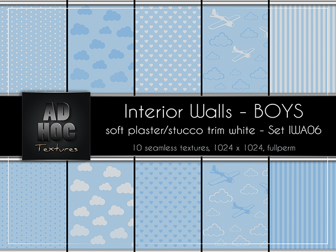 AD HOC - BOYS - Interior Walls - Set IWA06 - (soft plaster, stucco trim)