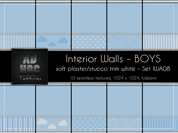 AD HOC - BOYS - Interior Walls - Set IWA08 - (soft plaster, stucco trim)