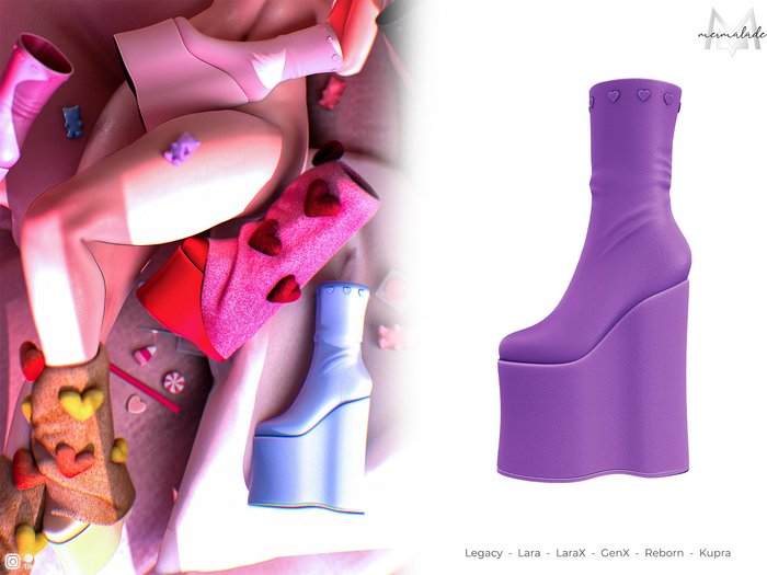 MERMALADE Cupid's Heart Set Boots (Purple)