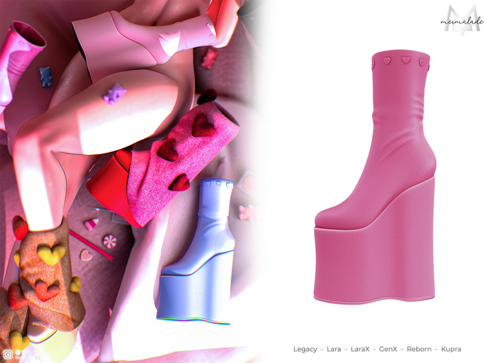 MERMALADE Cupid's Heart Set Boots (Pink)