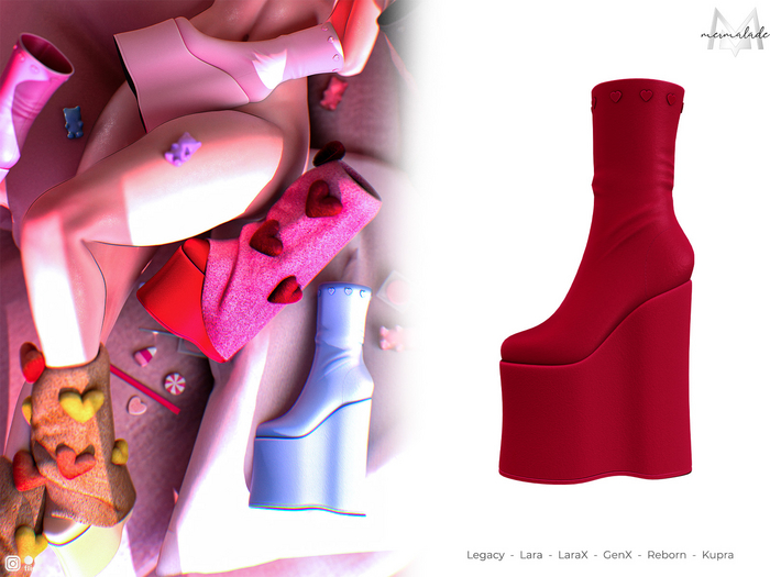 MERMALADE Cupid's Heart Set Boots Red