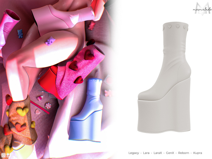 MERMALADE Cupid's Heart Set Boots White