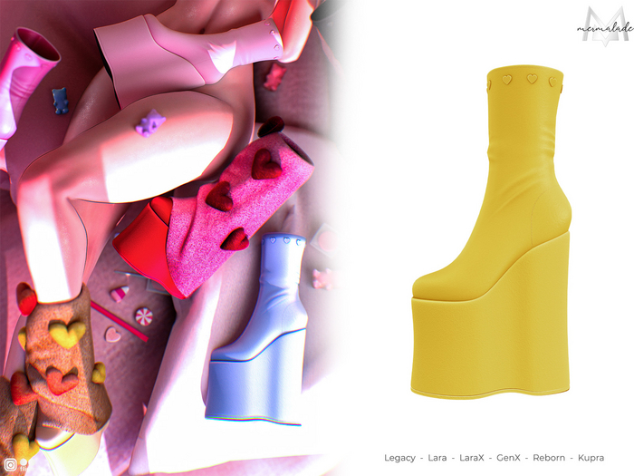 MERMALADE Cupid's Heart Set Boots Yellow