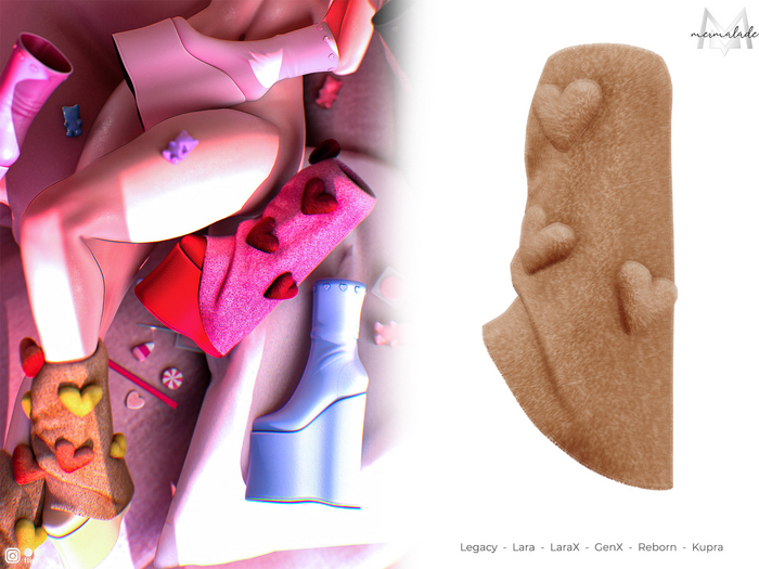 MERMALADE Cupid's Heart Set Leg Warmes Beige