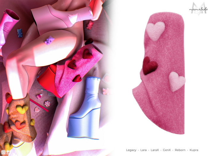 MERMALADE Cupid's Heart Set Leg Warmes Pink/Red