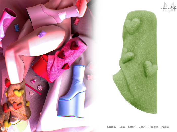 MERMALADE Cupid's Heart Set Leg Warmes Green