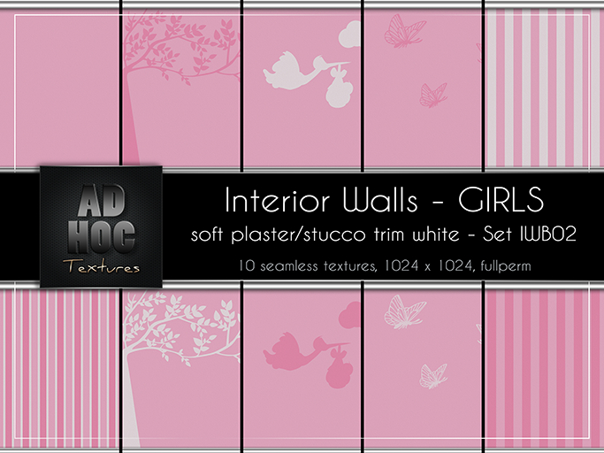 AD HOC - GIRLS - Interior Walls - Set IWB02 - (soft plaster, stucco trim)