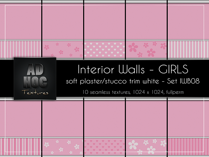 AD HOC - GIRLS - Interior Walls - Set IWB08 - (soft plaster, stucco trim)
