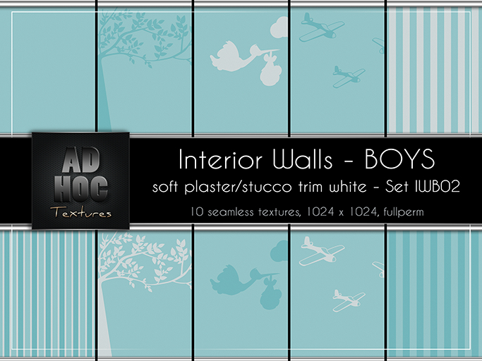AD HOC - BOYS - Interior Walls - Set IWB02 - (soft plaster, stucco trim)
