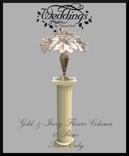 Gold & Ivory Wedding Flower Column - Trans Only