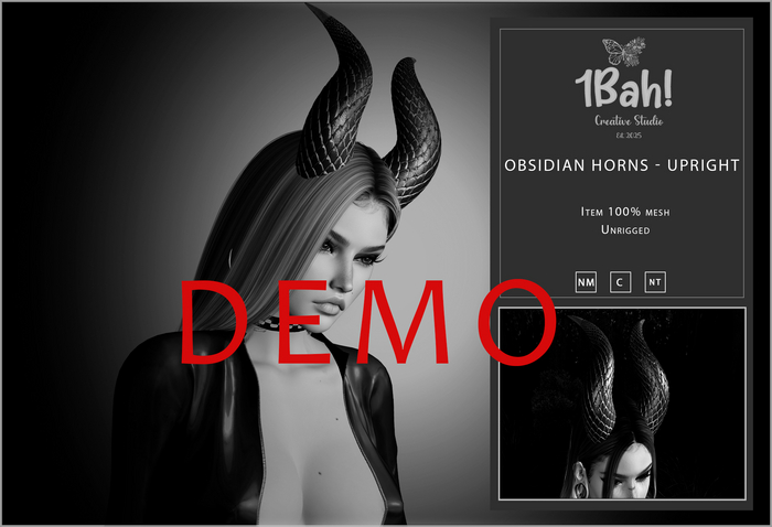 1Bah! Creative Studio Obsidian Horns - Upright - DEMO