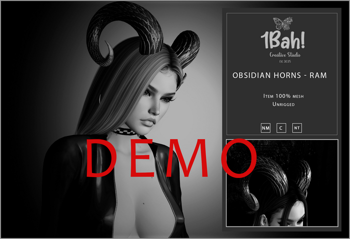 1Bah! Creative Studio Obsidian Horns - Ram - DEMO