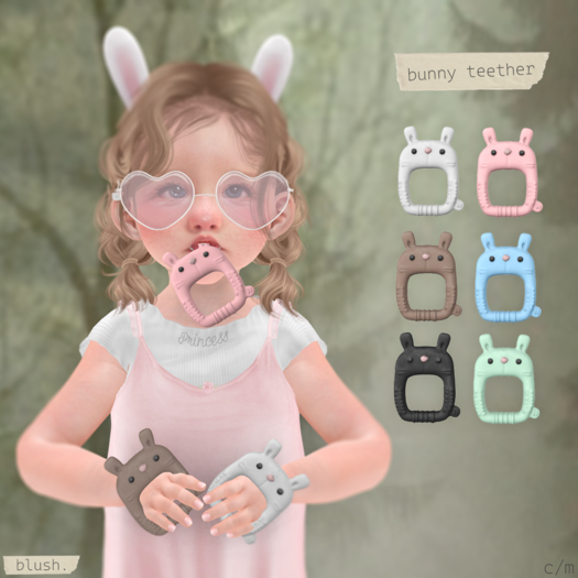 Blush. Bunny Teether - Blue - Boxed