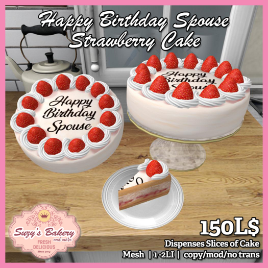 ~*SB*~ Happy Birthday Spouse Strawberry Cake [Boxed]