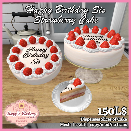 ~*SB*~ Happy Birthday Sis Strawberry Cake [Boxed]