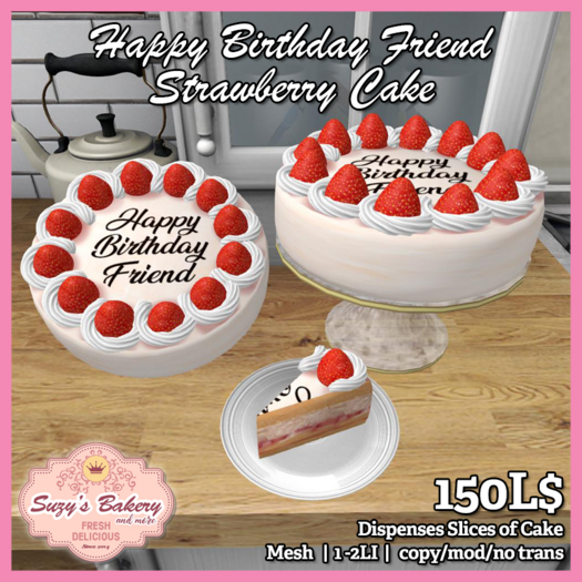~*SB*~ Happy Birthday Friend Strawberry Cake [Boxed]