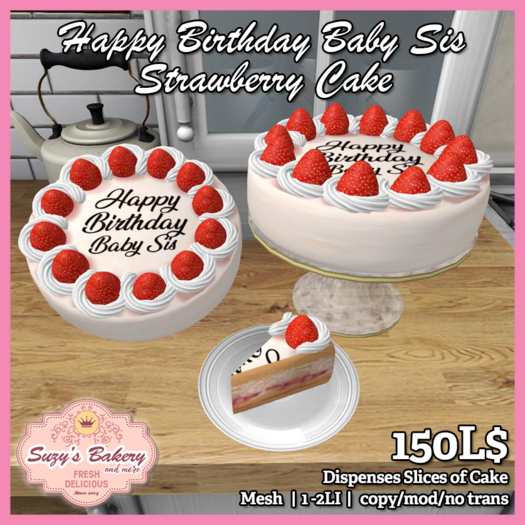 ~*SB*~ Happy Birthday Baby Sister Strawberry Cake [Boxed]
