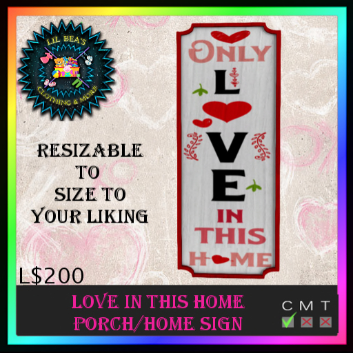 *LBD* Only Love In This Home Porch/Home Sign