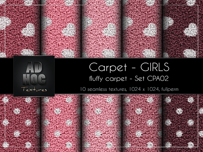 AD HOC - GIRLS - Fluffy Carpet - Set CPA02 - hearts & dots
