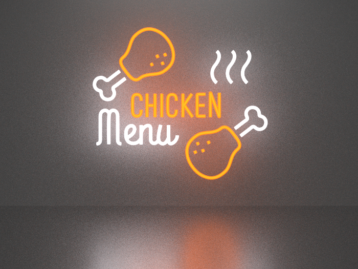 Chicken menu neon sign Full Permission