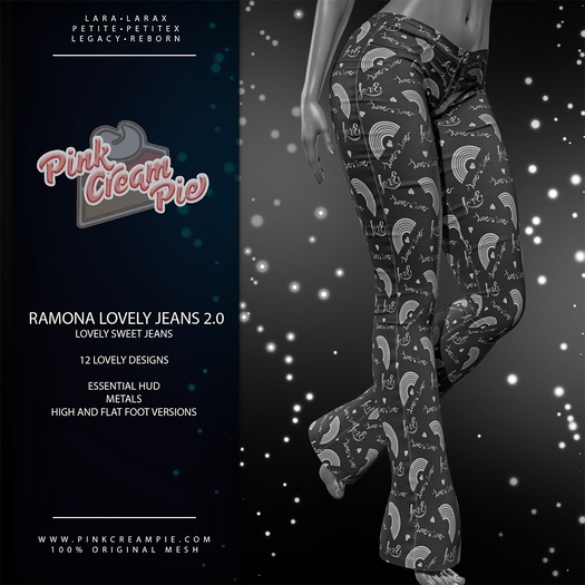 Ramona Low Rise Flared Jeans 2.0 [Lovely Pack DEMO] - Maitreya Lara + LaraX • Legacy • Reborn Pants