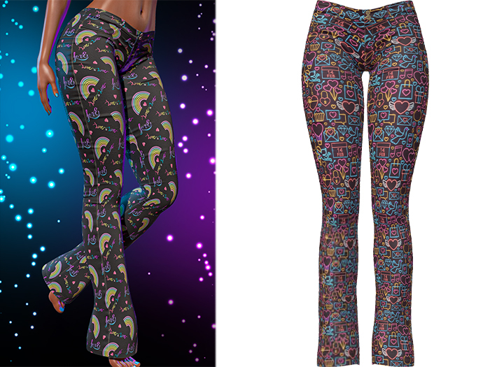 Ramona Low Rise Flared Jeans 2.0 [Lovely Neon] - Maitreya Lara + LaraX • Legacy • Reborn Pants