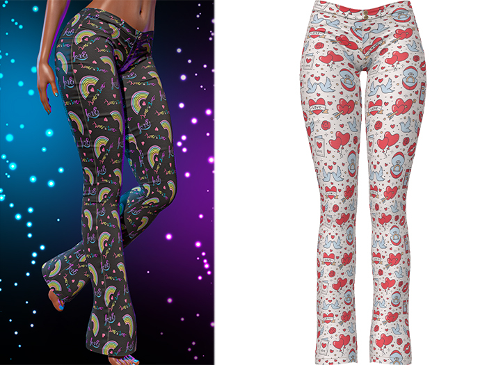 Ramona Low Rise Flared Jeans 2.0 [Lovely Valentine] - Maitreya Lara + LaraX • Legacy • Reborn Pants